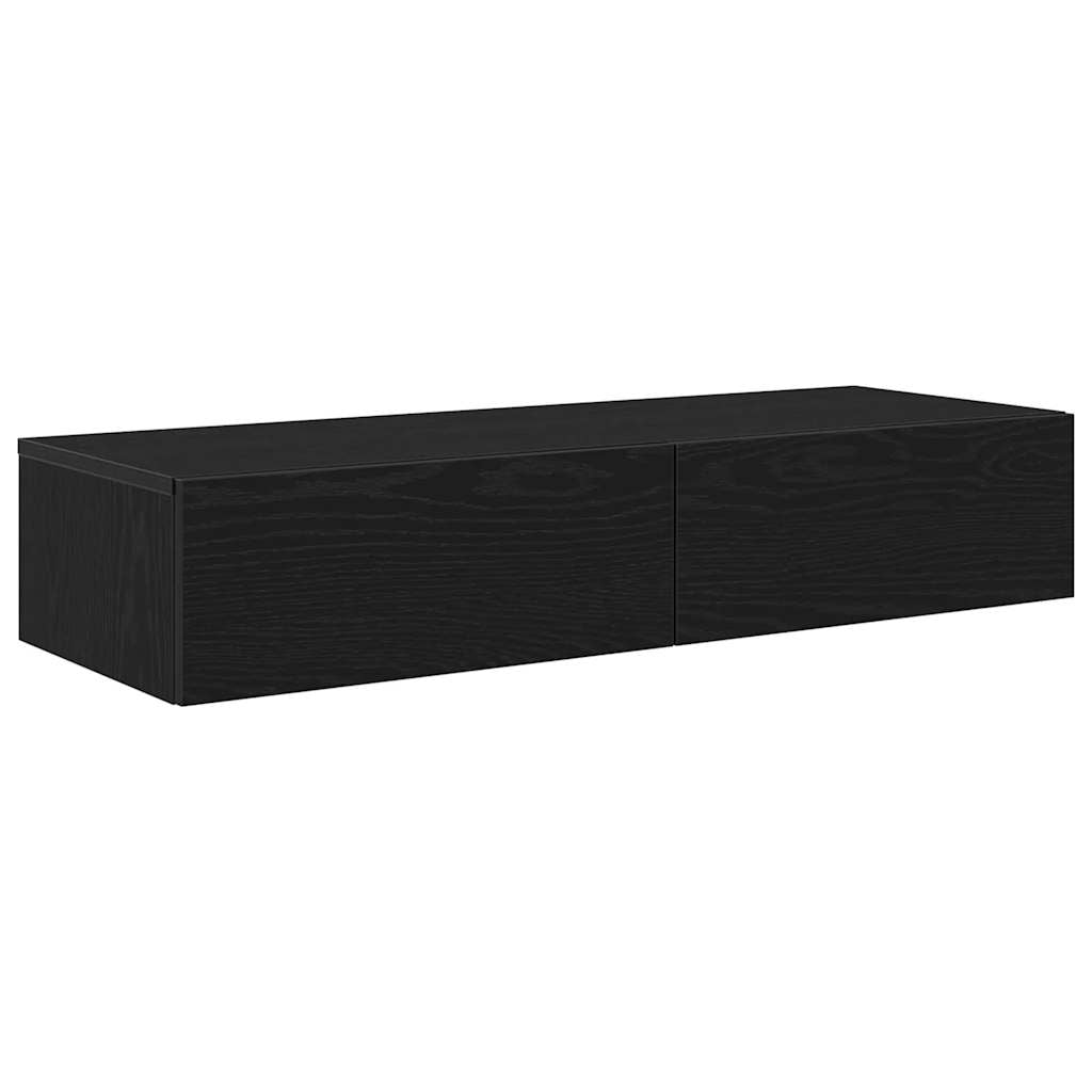 Scaffale a Parete con Cassetti Nero 100x36x19 cm in Truciolato | homemem39