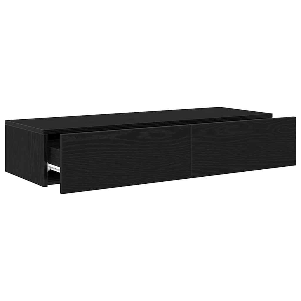 Scaffale a Parete con Cassetti Nero 100x36x19 cm in Truciolato | homemem39