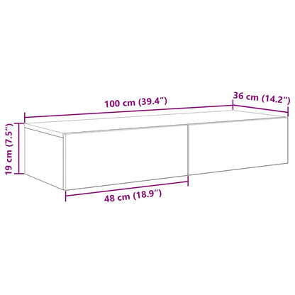 Scaffale a Parete con Cassetti Nero 100x36x19 cm in Truciolato | homemem39