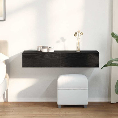 Scaffale a Parete con Cassetti Nero 100x36x19 cm in Truciolato | homemem39