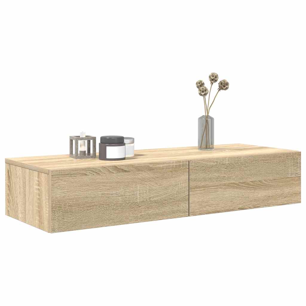 Scaffale a Parete con Cassetti Sonoma 100x36x19cm in Truciolato | homemem39