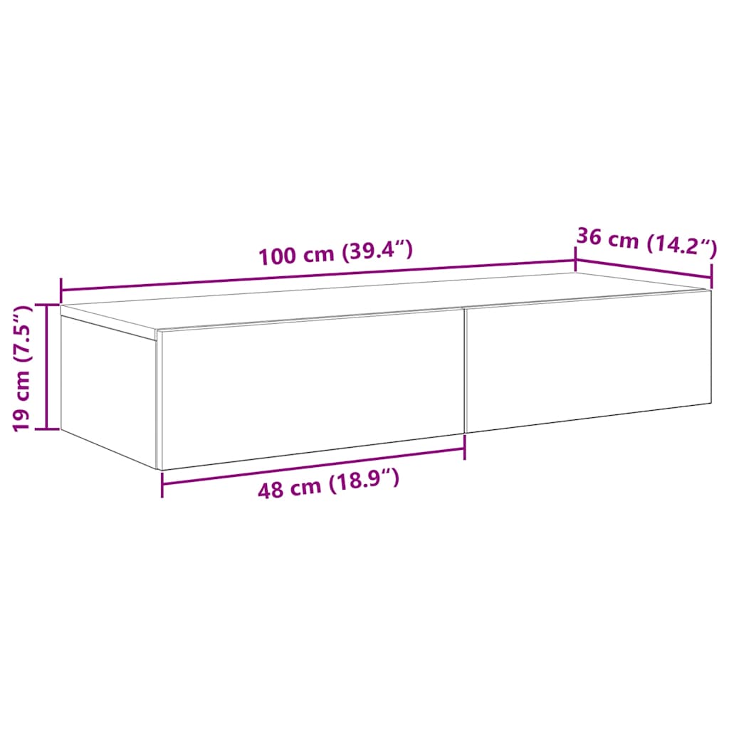 Scaffale a Parete con Cassetti Sonoma 100x36x19cm in Truciolato | homemem39