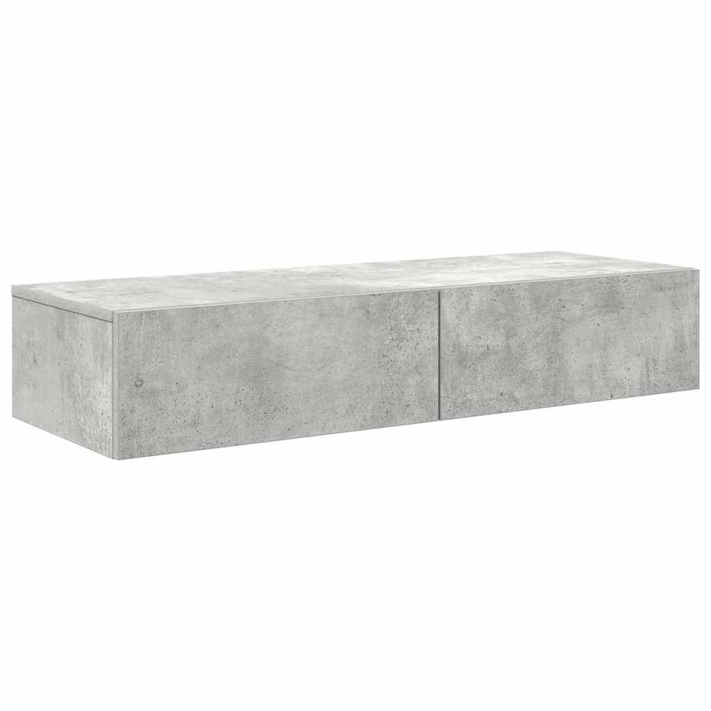 Scaffale a Parete con Cassetti Grigio 100x36x19cm in Truciolato