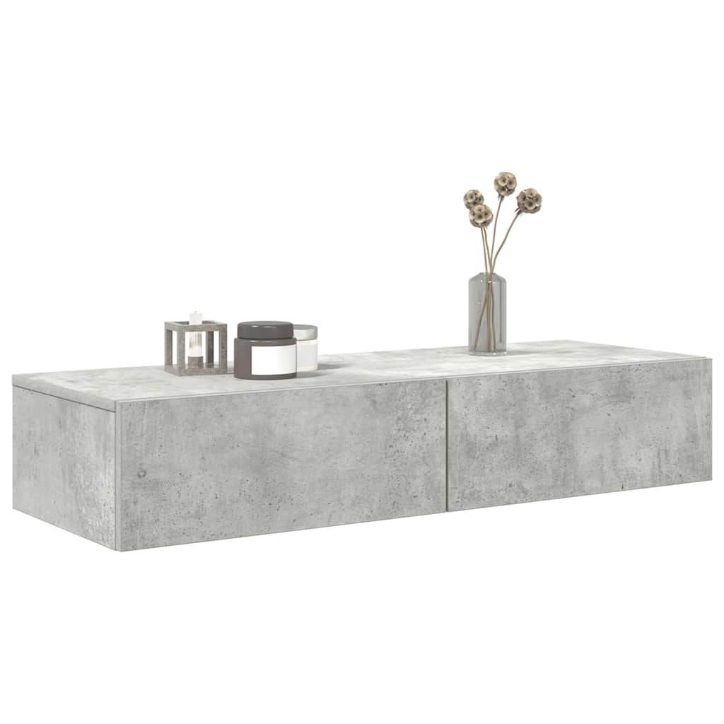 Scaffale a Parete con Cassetti Grigio 100x36x19cm in Truciolato