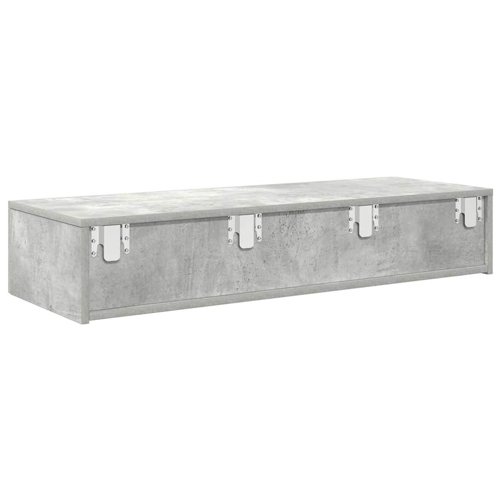 Scaffale a Parete con Cassetti Grigio 100x36x19cm in Truciolato