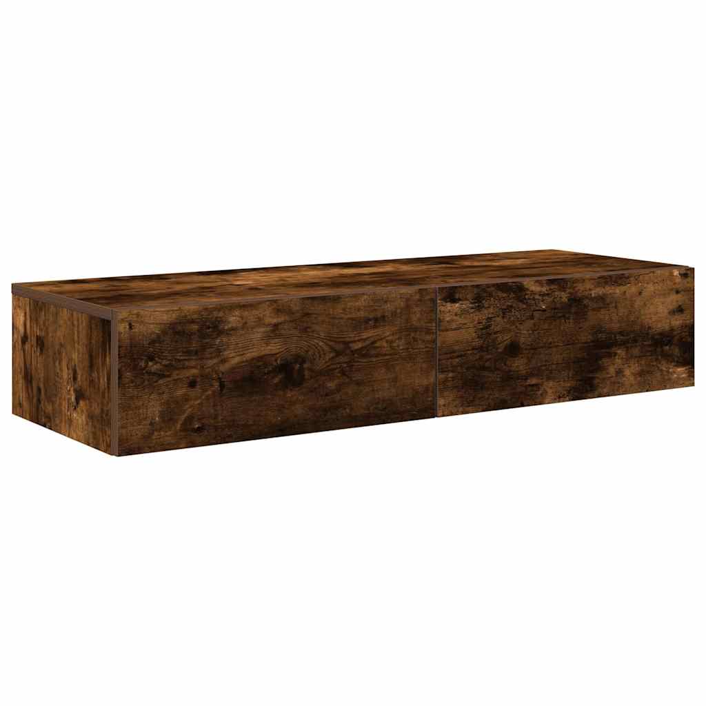 Scaffale a Parete con Cassetti Fumo 100x36x19 cm in Truciolato | homemem39