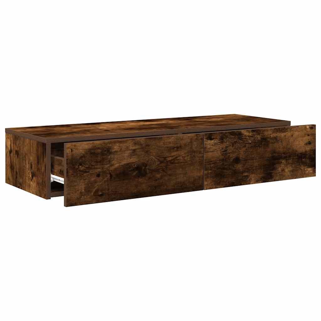 Scaffale a Parete con Cassetti Fumo 100x36x19 cm in Truciolato | homemem39