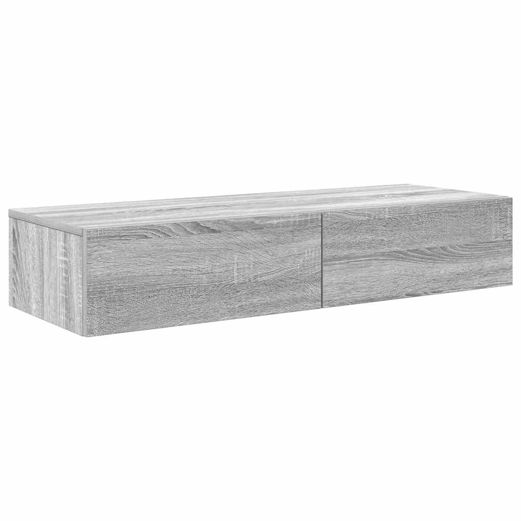 Scaffale a Parete con Cassetti Grigio 100x36x19cm in Truciolato | homemem39