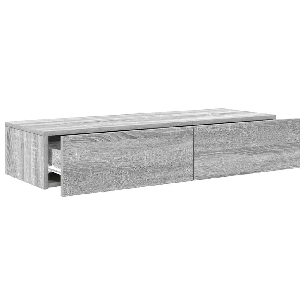Scaffale a Parete con Cassetti Grigio 100x36x19cm in Truciolato | homemem39