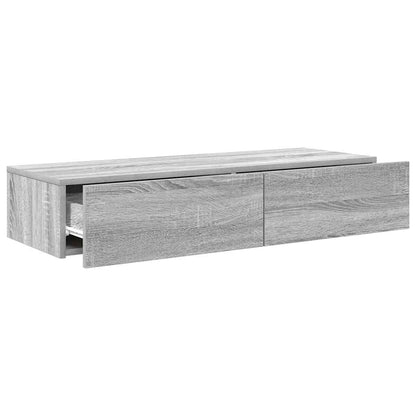 Scaffale a Parete con Cassetti Grigio 100x36x19cm in Truciolato | homemem39