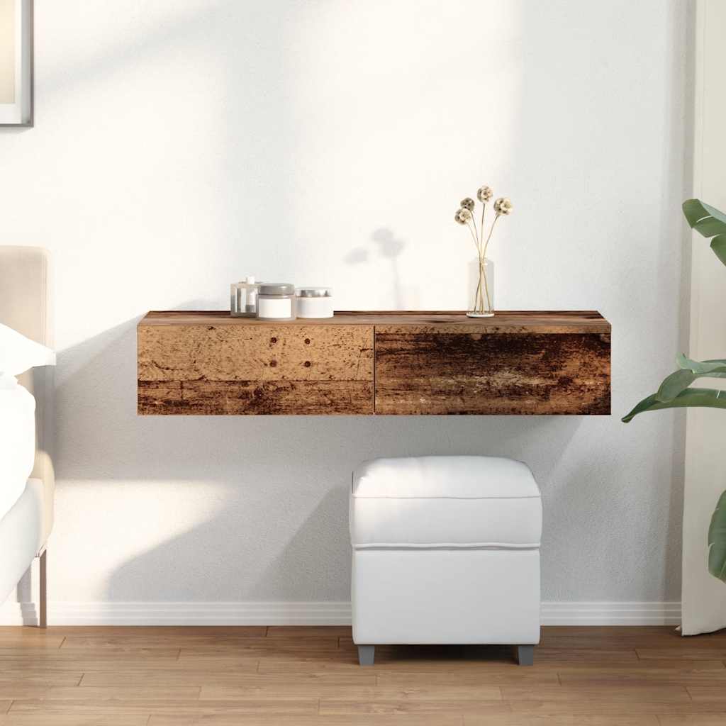 Scaffale a Parete con Cassetti Antico 100x36x19cm in Truciolato | homemem39