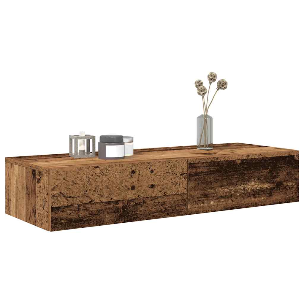 Scaffale a Parete con Cassetti Antico 100x36x19cm in Truciolato | homemem39