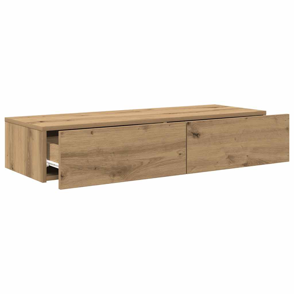 Scaffale a Parete con Cassetti Rovere 100x36x19cm in Truciolato | homemem39