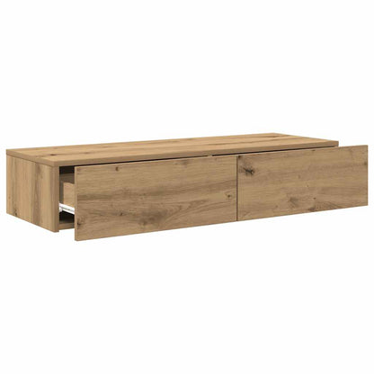 Scaffale a Parete con Cassetti Rovere 100x36x19cm in Truciolato | homemem39
