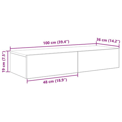 Scaffale a Parete con Cassetti Rovere 100x36x19cm in Truciolato | homemem39