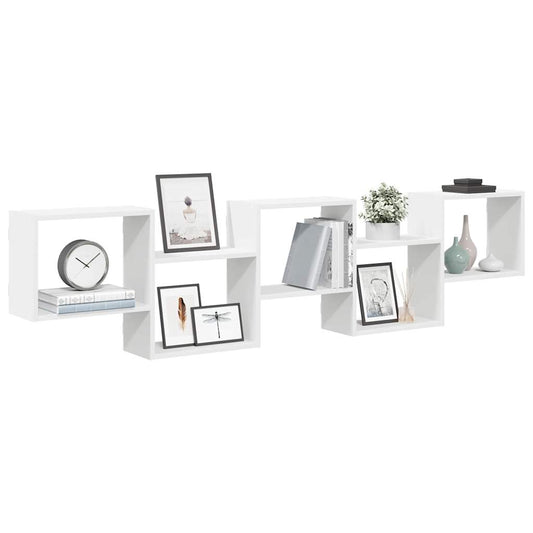 Mensola a Cubo da Parete 5 Scomparti Legno Multistrato Bianco | homemem39