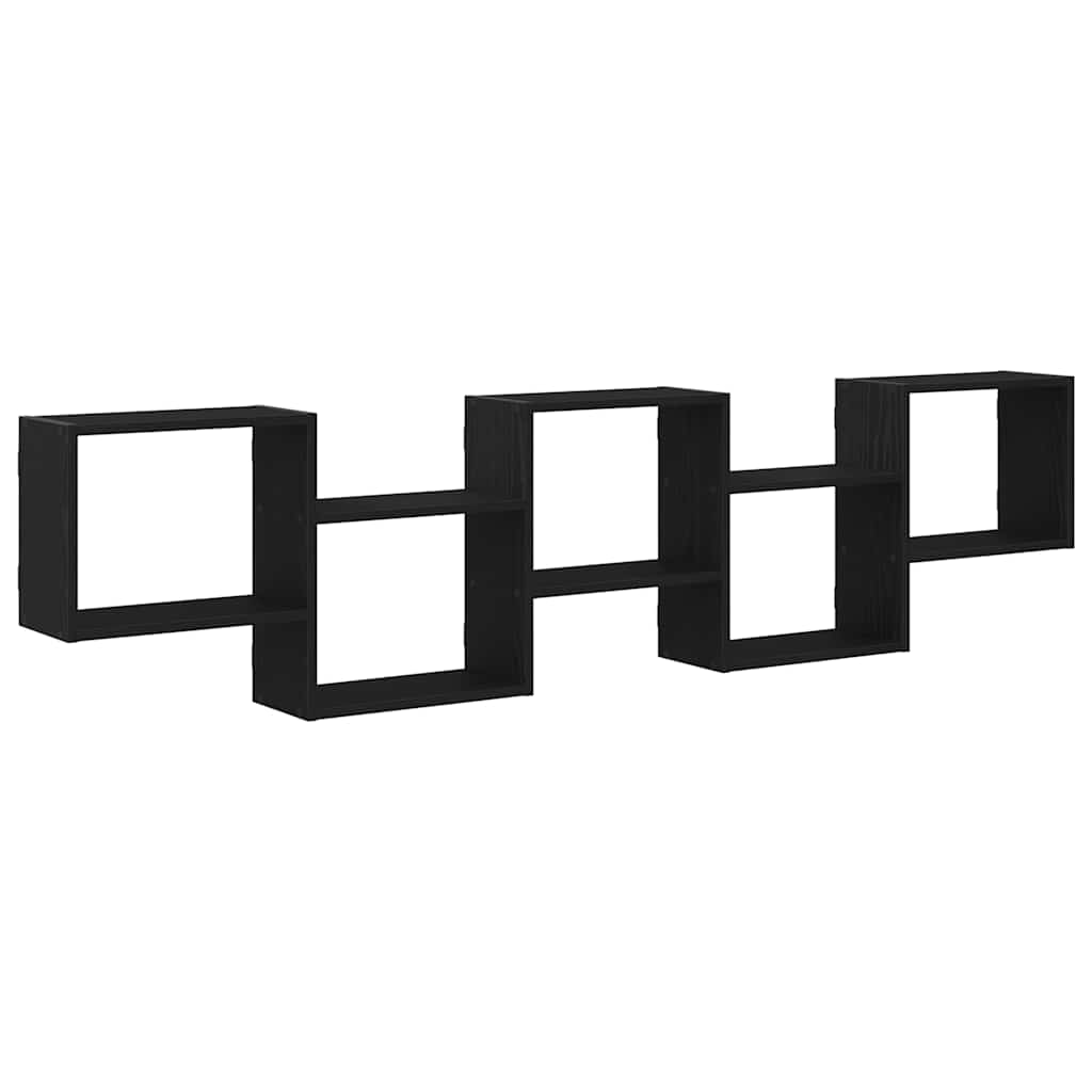 Mensola a Cubo da Parete 5 Scomparti Legno Multistrato Nero | homemem39