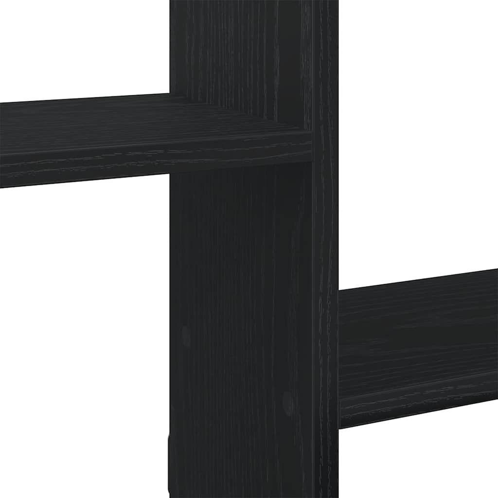 Mensola a Cubo da Parete 5 Scomparti Legno Multistrato Nero | homemem39