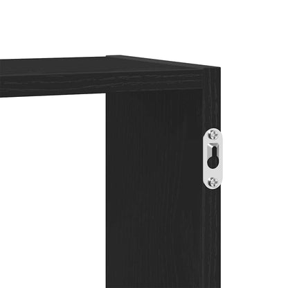 Mensola a Cubo da Parete 5 Scomparti Legno Multistrato Nero | homemem39