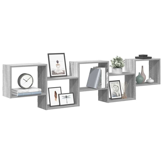 Mensola a Cubo da Parete 5 Scomparti Truciolato Sonoma Grigio | homemem39