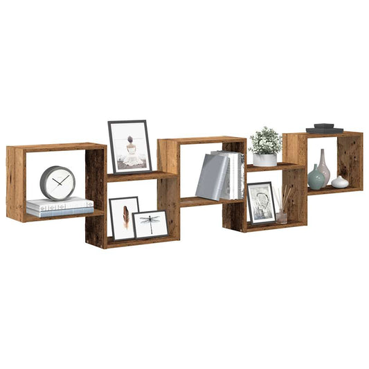 Mensola a Cubo da Parete 5 Scomparti Truciolato Legno Antico | homemem39