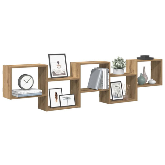 Scaffale Cubo Parete 5 Scomparti Truciolato Rovere Artigianale | homemem39