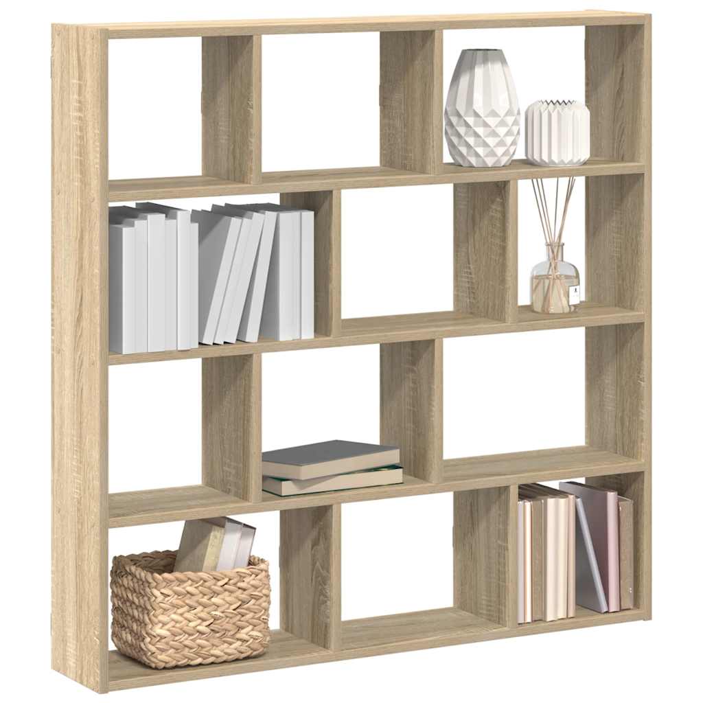 Mensola a Cubo da Muro 12 Scomparti in Truciolato Rovere Sonoma | homemem39