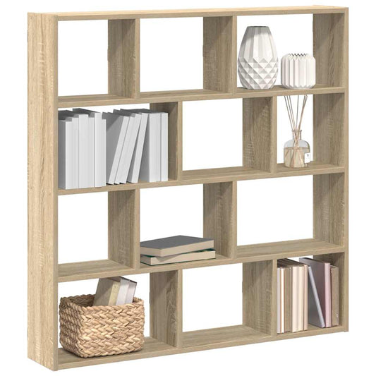 Mensola a Cubo da Muro 12 Scomparti in Truciolato Rovere Sonoma | homemem39