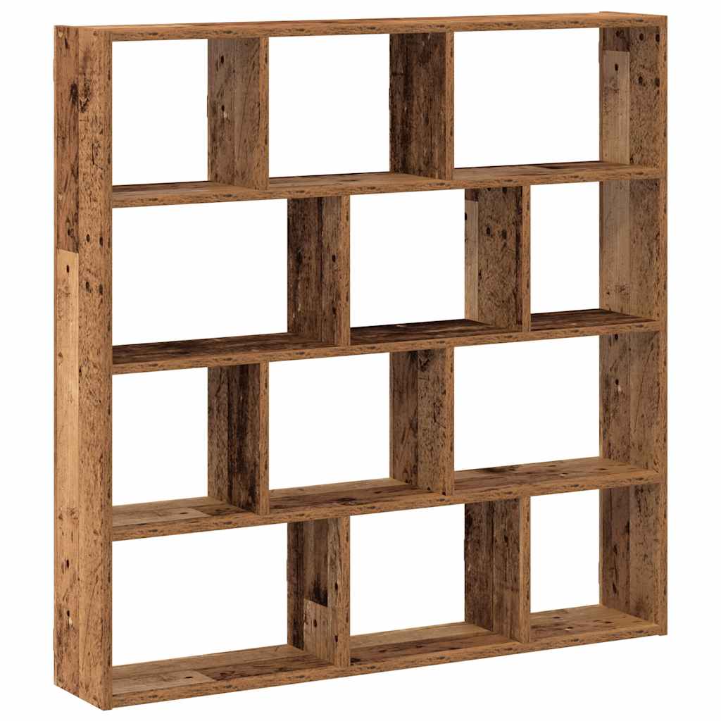 Mensola a Muro a Cubo 12 Scomparti in Truciolato Legno Antico | homemem39
