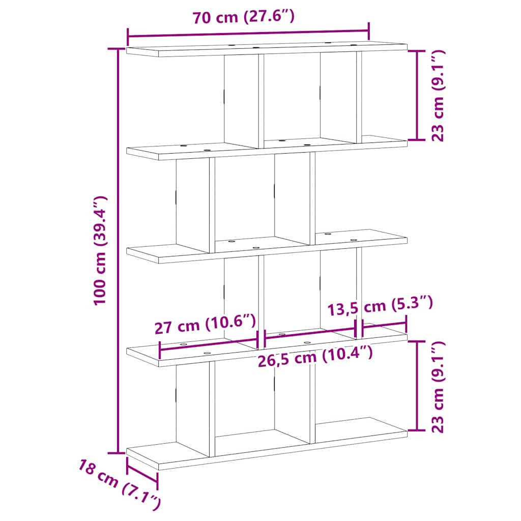 Mensola a Cubo da Muro 12 Scomparti in Truciolato Rovere Fumo | homemem39