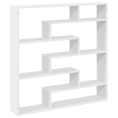 Mensola a Cubo da Parete 7 Scomparti in Truciolato Bianco | homemem39