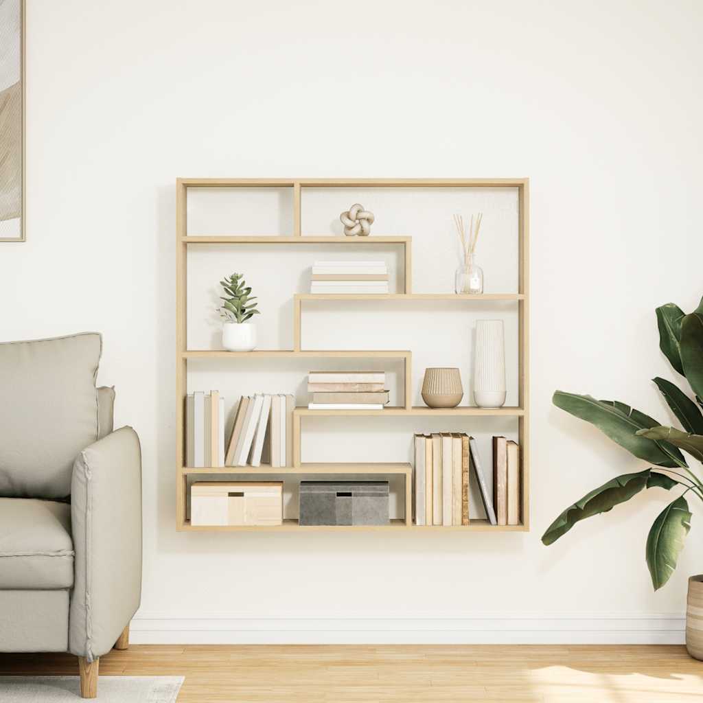 Mensola a Cubo da Parete 7 Scomparti Truciolato Rovere Sonoma | homemem39