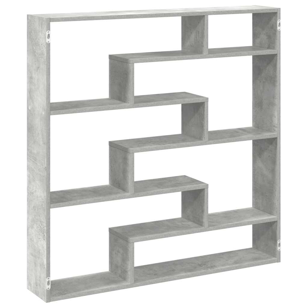 Mensola a Cubo da Parete 7 Scomparti Truciolato Grigio Cemento | homemem39