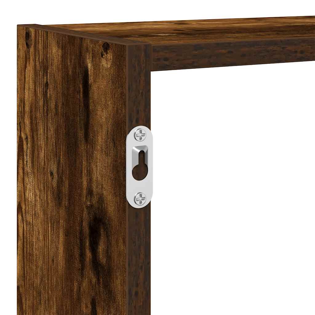 Mensola a Cubo da Parete 7 Scomparti in Truciolato Rovere Fumo | homemem39