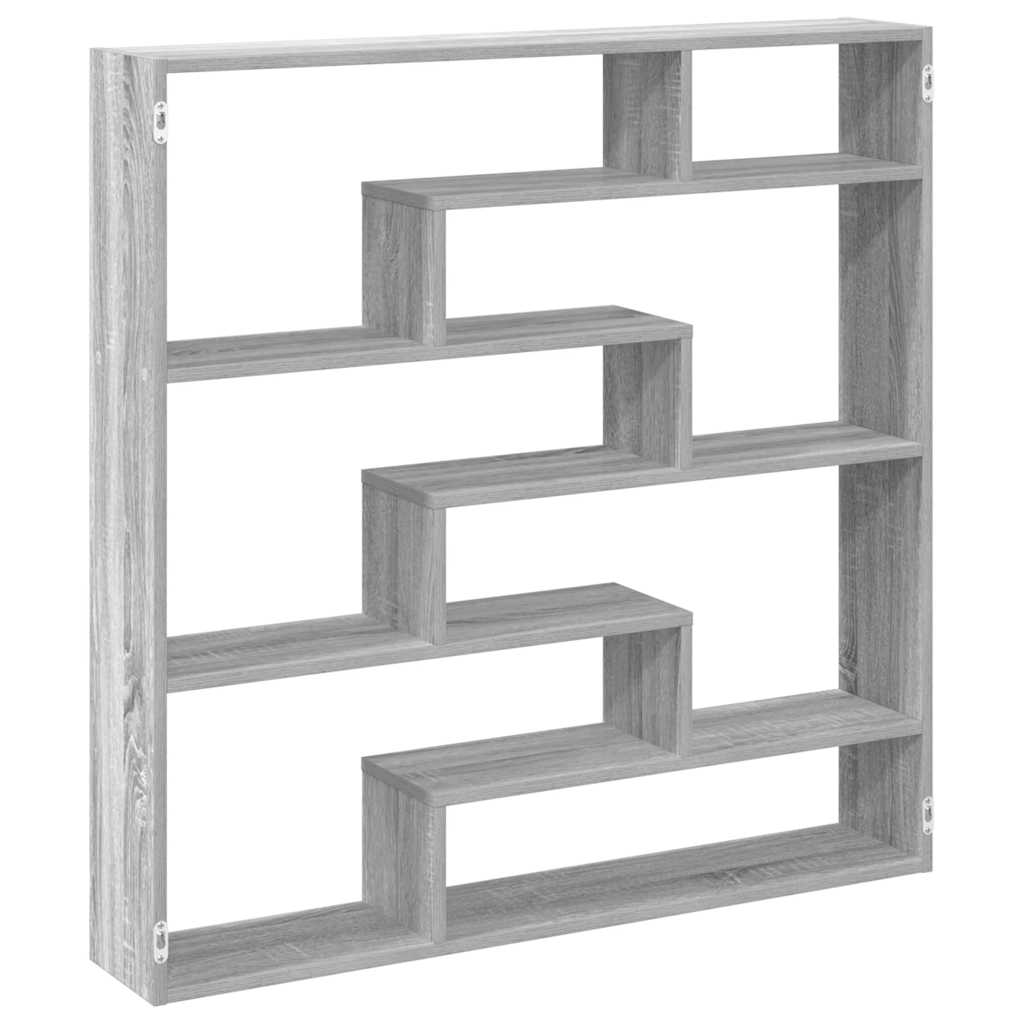 Mensola a Cubo da Parete 7 Scomparti Truciolato Grigio Sonoma | homemem39