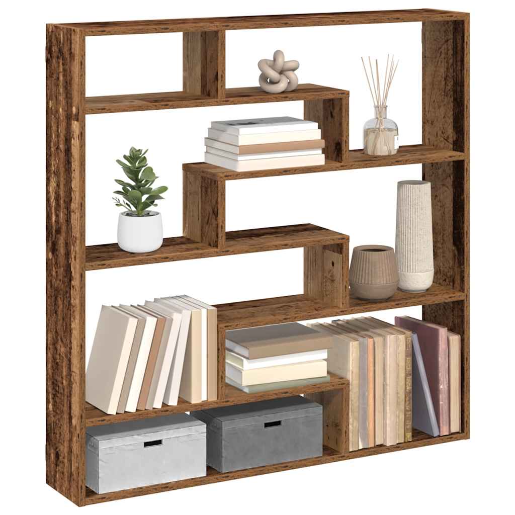 Mensola a Cubo da Parete 7 Scomparti in Truciolato Legno Antico | homemem39