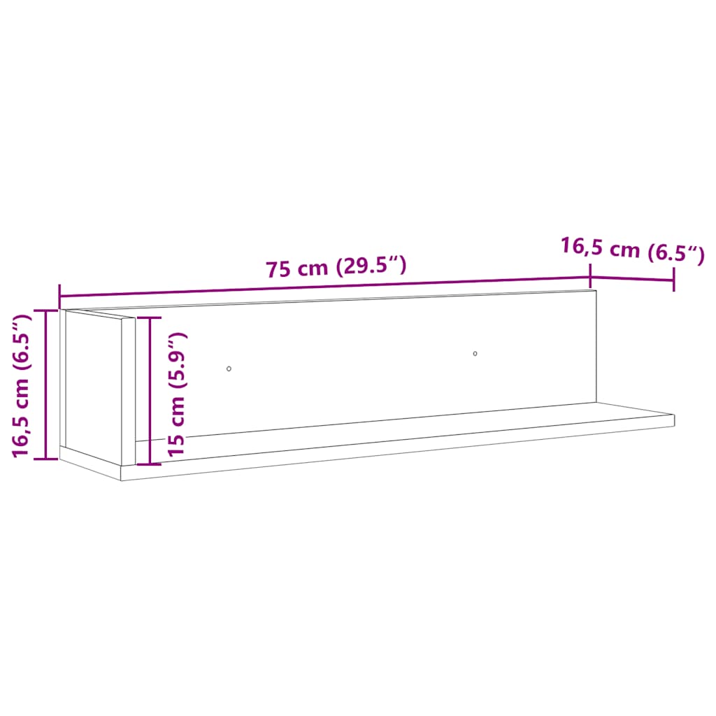 Mensole a Muro 2 pz Bianche 75x16,5x16,5 cm in Truciolato | homemem39