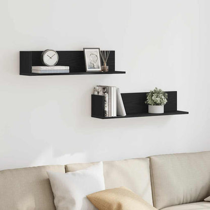 Mensole da Parete 2pz Nere 75x16,5x16,5 cm in Truciolato | homemem39