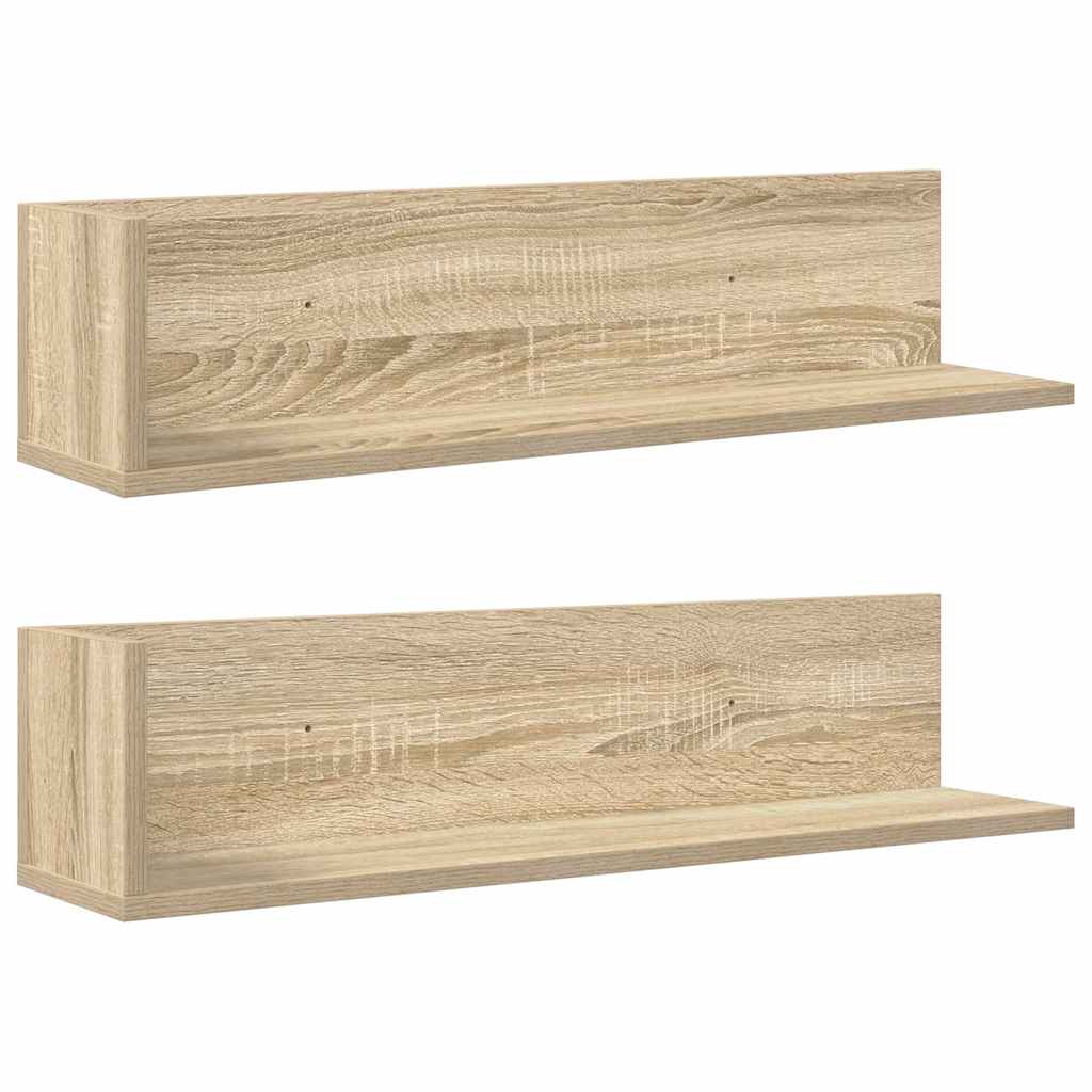 Mensole Parete 2pz Rovere Sonoma 75x16,5x16,5 cm in Truciolato