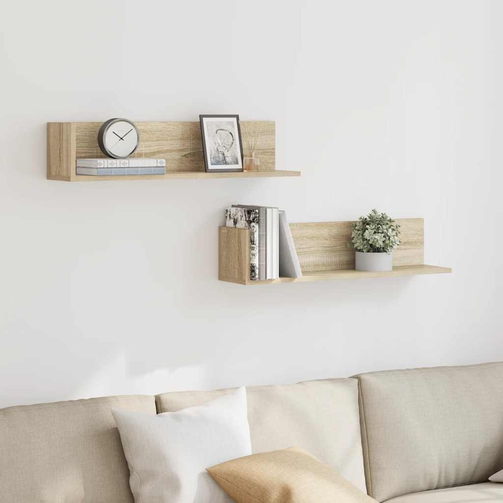 Mensole Parete 2pz Rovere Sonoma 75x16,5x16,5 cm in Truciolato | homemem39