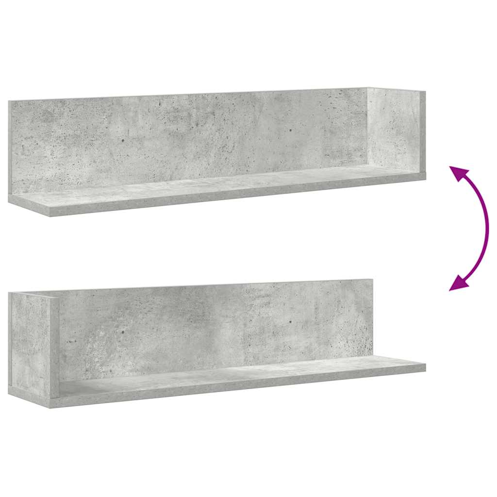 Mensole a Muro 2pz Grigio Cemento 75x16,5x16,5 cm in Truciolato | homemem39