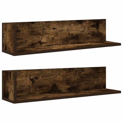 Mensole da Parete 2pz Rovere Fumo 75x16,5x16,5 cm in Truciolato | homemem39