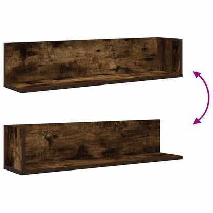 Mensole da Parete 2pz Rovere Fumo 75x16,5x16,5 cm in Truciolato | homemem39