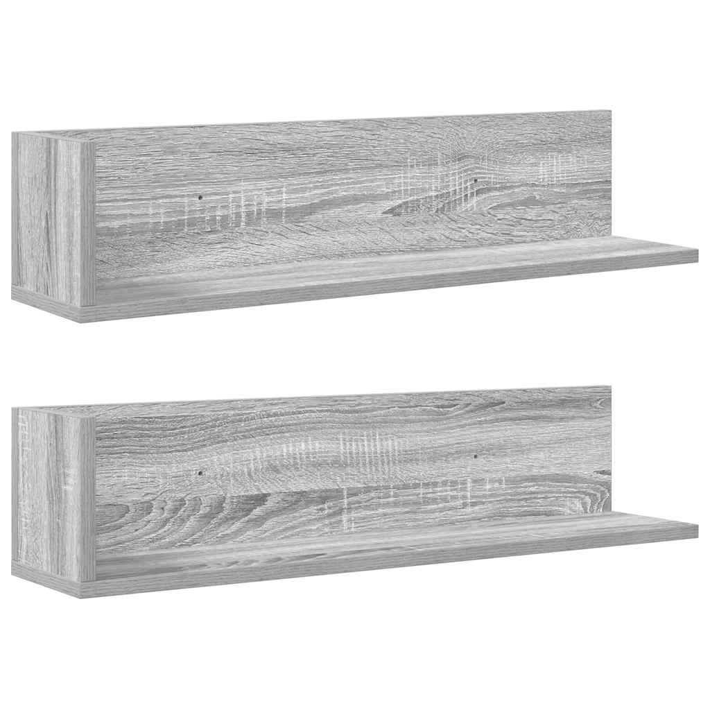 Mensole a Parete 2pz Grigio Sonoma 75x16,5x16,5cm in Truciolato | homemem39