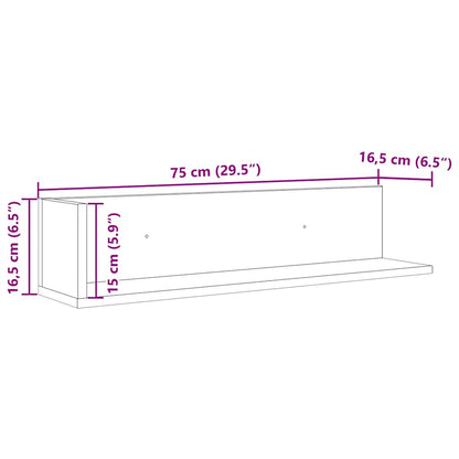 Mensole a Parete 2pz Grigio Sonoma 75x16,5x16,5cm in Truciolato | homemem39