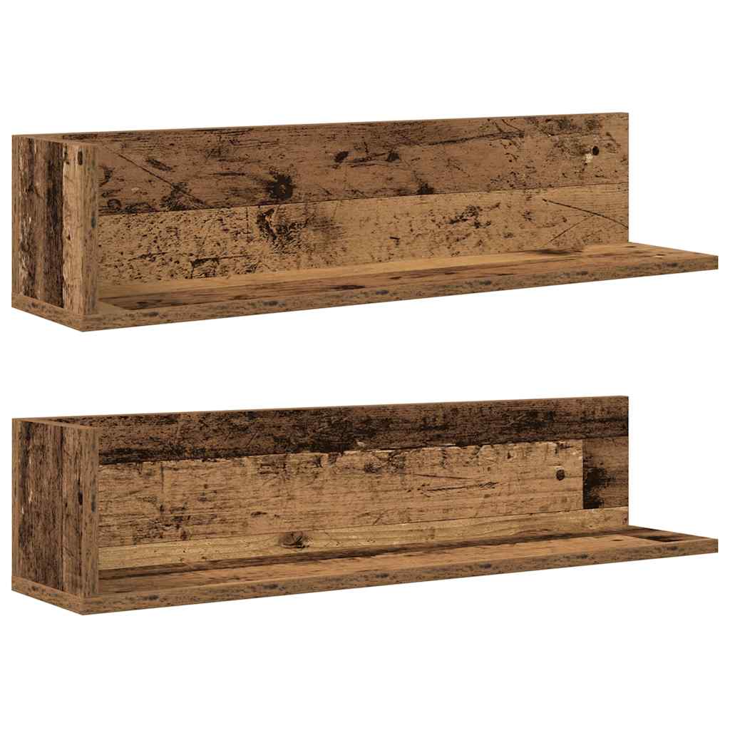 Mensole da Parete 2pz Legno Vecchio 75x16,5x16,5 cm Truciolato | homemem39