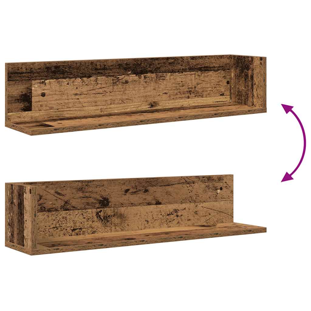 Mensole da Parete 2pz Legno Vecchio 75x16,5x16,5 cm Truciolato | homemem39