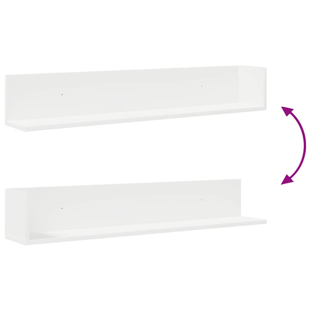 Mensole a Muro 2 pz Bianche 100x16,5x16,5 cm in Truciolato | homemem39
