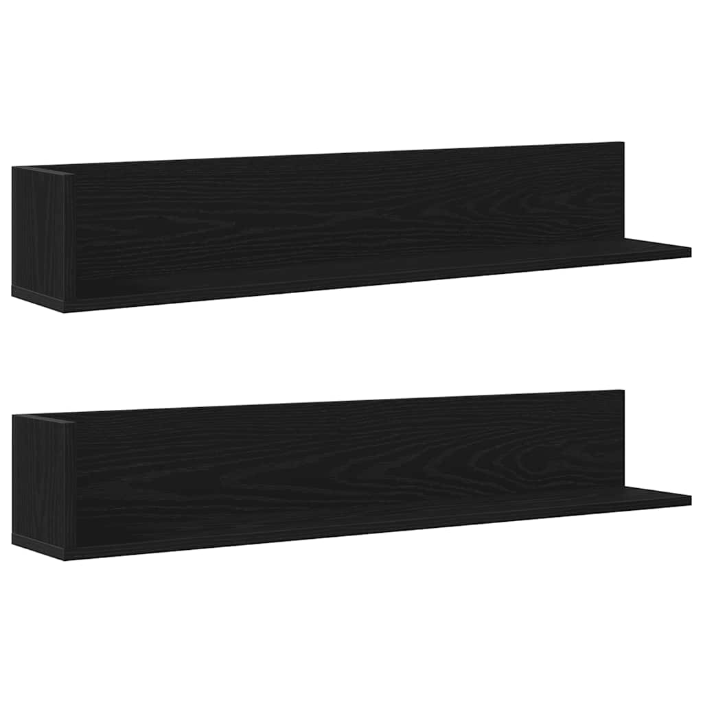 Mensole da Parete 2pz Nere 100x16,5x16,5 cm Legno Multistrato | homemem39