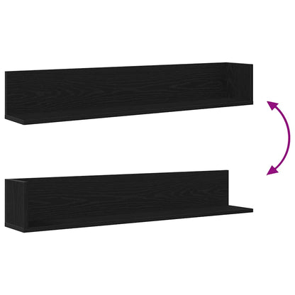 Mensole da Parete 2pz Nere 100x16,5x16,5 cm Legno Multistrato | homemem39